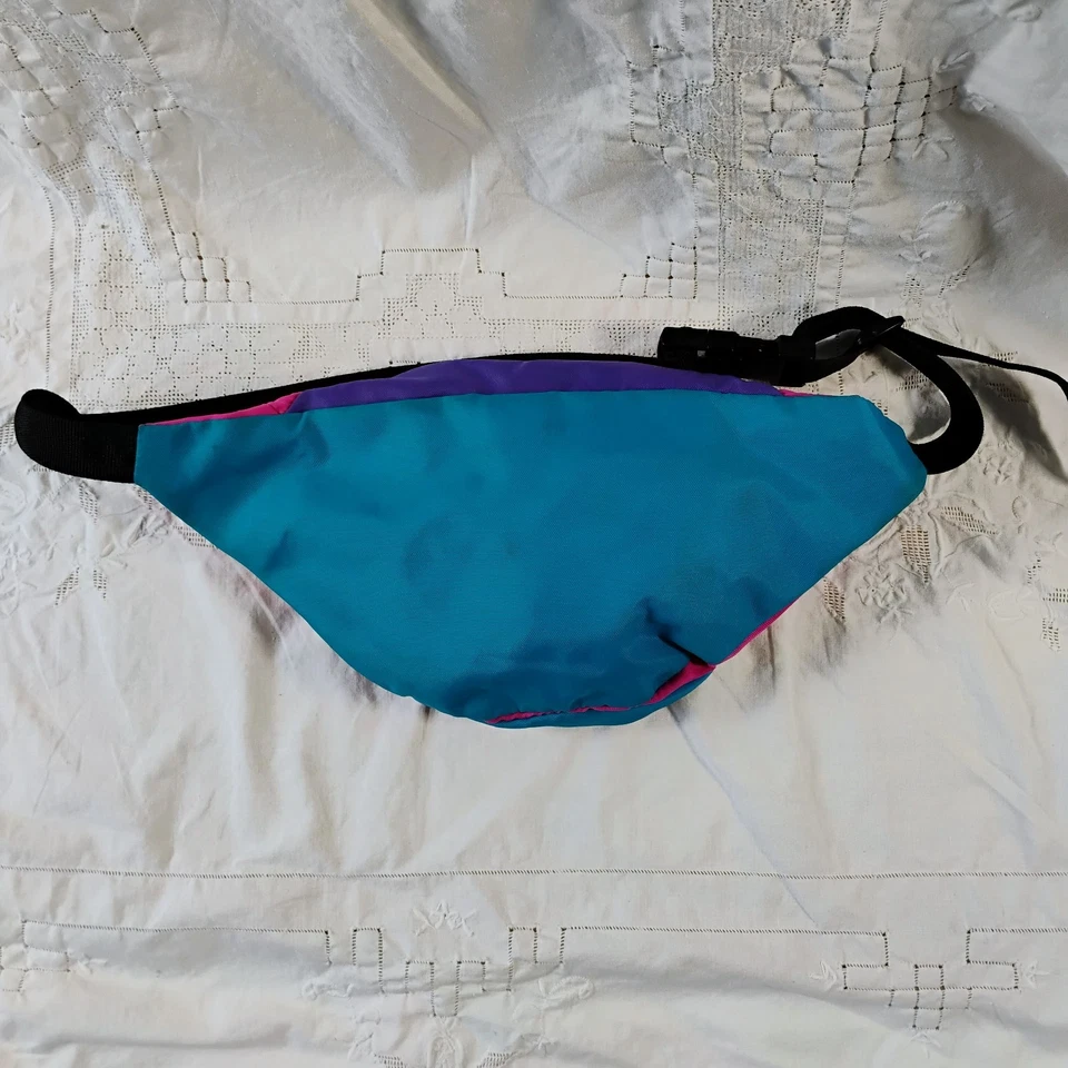 Jansport винтажный Fannypack нейлона розовый фиолетовый бирюзовый 90-х Y2K винтажный - Изображение 4 из 4