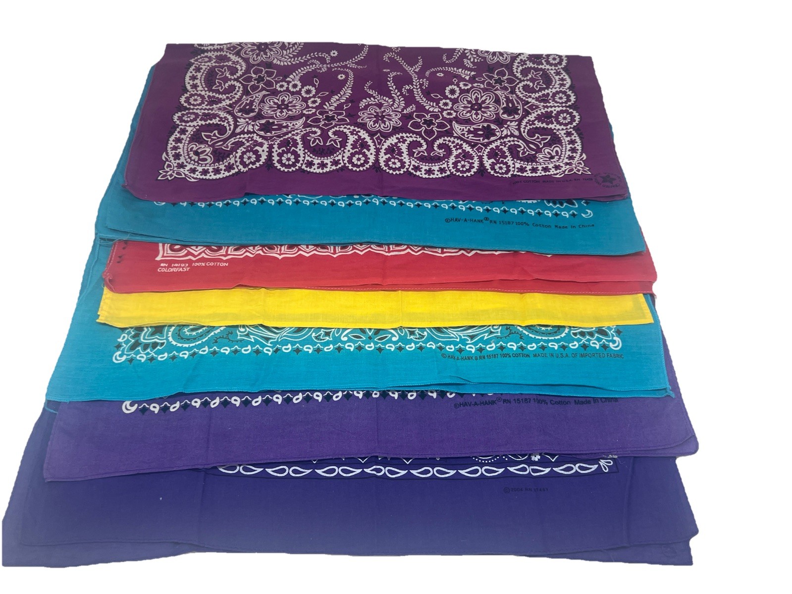 Lot Of 7 Vintage Bandanas Mix Colors And Different Brands 