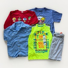 Lot of 5 Boys Shirts  Shorts Size 5 / 5  6 Mixed Outfits Super Mario Tony Hawk
