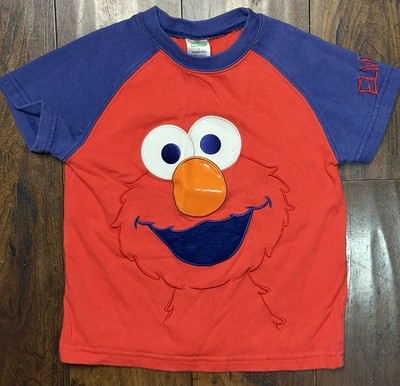 Vintage Sesame Street Elmo Face Red & Blue Kids Tshirt Size 4T