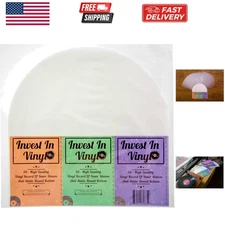50 LP Inner Sleeves Anti Static Round Bottom 33 RPM 12" Vinyl Record Sleeves ...