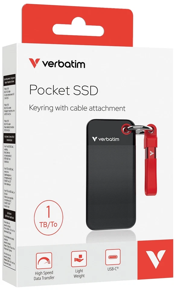 VERBATIM Externe SSD Pocket 1TB schwarz-rot - Bild 2 von 3
