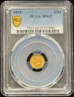 PCGS MS62 1853 United States Liberty Head $1 Gold Coin G$1-890