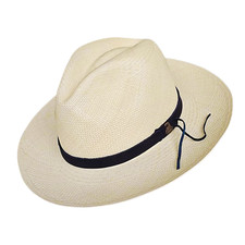 White Fedora | Genuine Panama Hat | Leather B...