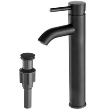 Black Bathroom Sink Faucet Single Hole with Pop-up Drain & Supply Lines Vessel