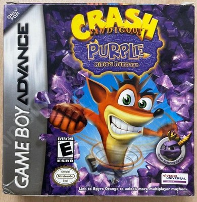 Crash Bandicoot Purple Ripto's Rampage Game Boy Advance GBA US Complete