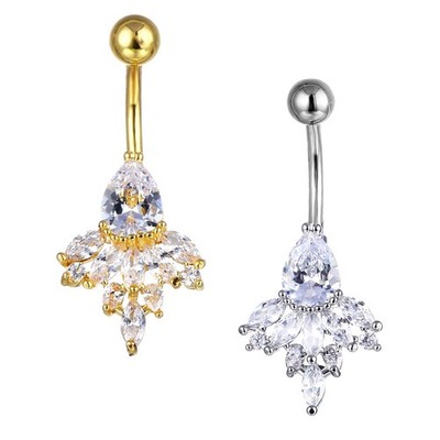2 Pcs Kristall-Bauchnabelringe Piercingring Körperschmuck Klingelt