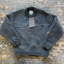 Scandinavian Score Design Wool Sweater Small Birds Eye Nordic Clasp Norse VTG