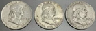 3 SILVER Benjamin Franklin Half Dollars ~ 1954 P D S