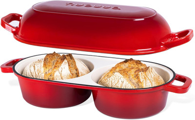 Dutch Oven for Sourdough Bread Baking   Enamelled Cast Iron Bread Loaf Pot   500