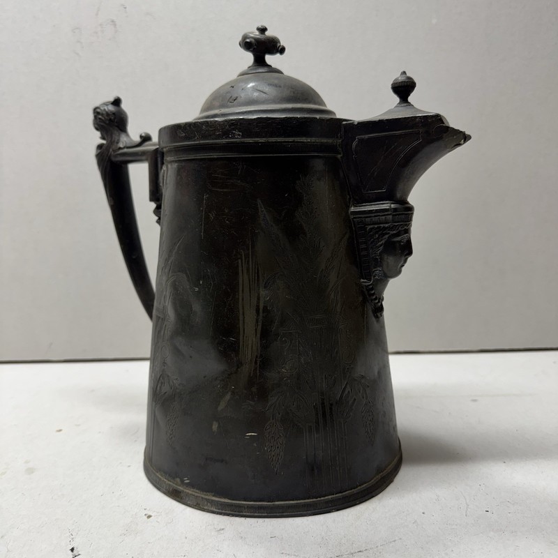 1854 Reed & Barton Silver Plate Etched Water Jug Pitcher Antique Heavy 5 Lbs