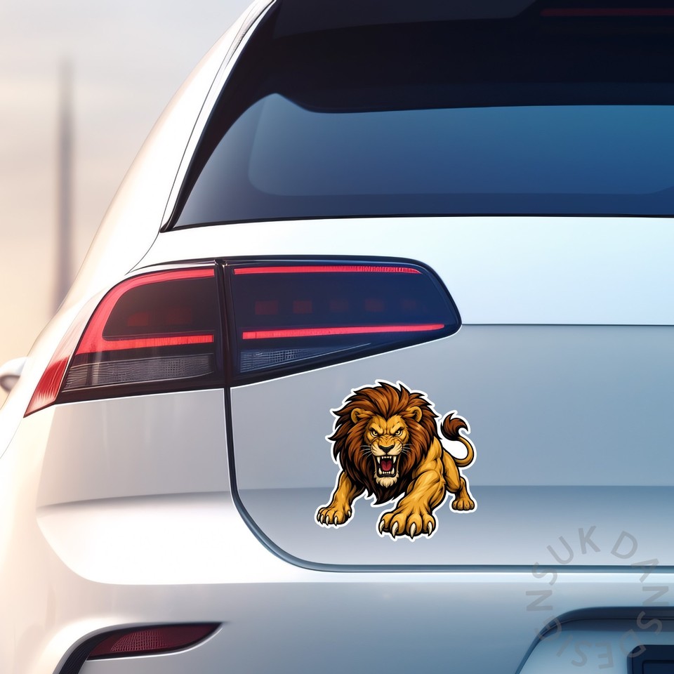 Angry Lion Cat Cartoon Animal Vinyl Sticker Decal Car Window Laptop ...