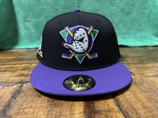 Hat Club Anaheim Mighty Ducks Black Purple New Era Fitted 7 3/4 Green UV