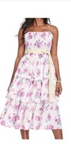 LoveShackFancy x Target White Elise Tiered Floral Dress Smocked Ruffle Size S