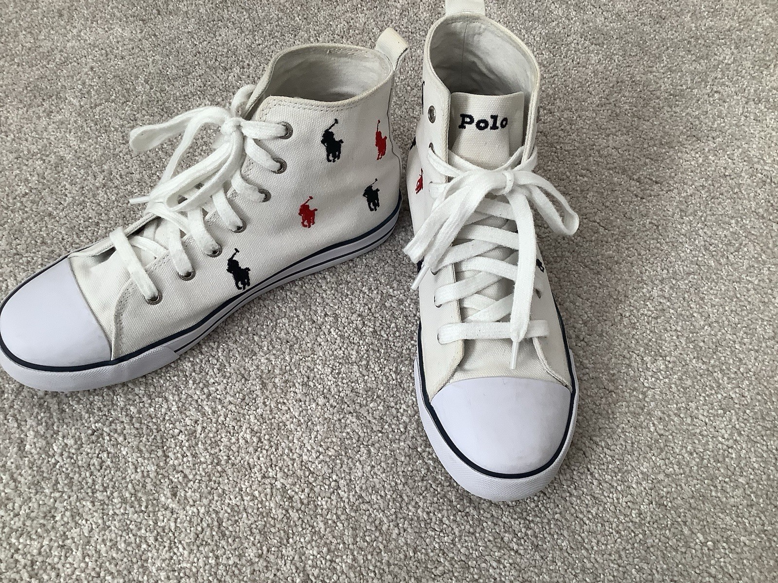 Polo Ralph Lauren Hamplyn Women's High canvas sneakers, cream ,size 6 foot 9x3