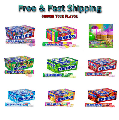(Pack of 15)Mentos Chewy Mint Candy Roll,Mint,Non Melting(14 ct) Select Flavor