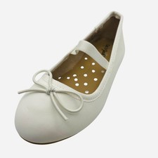 Toddler Girls' White Ballet Flats Faux Leather Dress Shoes with Bow Strap New