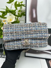 Chanel Tweed CF Medium Classic Double Flap Bag Multicolor GHW  Authentic