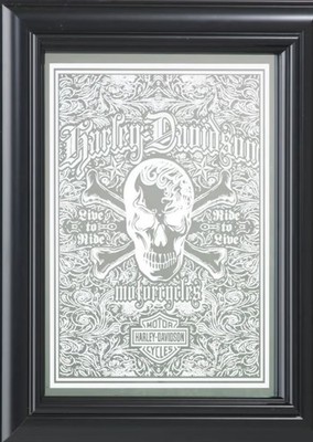 Harley-Davidson Live to Ride Skull Accent Mirror Black Frame Wall/Leaning