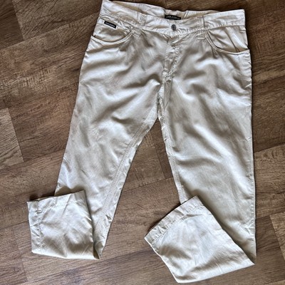 Dolce Gabbana Vintage Women Pants Size 38X33.5 Champagne Silky Button Fly Luxury