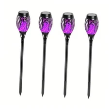 4 Pack Outdoor Solar Flame Light,Solar Lights Outdoor for Garden Purple