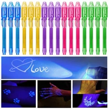 Invisible Ink Pen for kids 16Pcs Spy Pens with UV Light Party Favors - School...