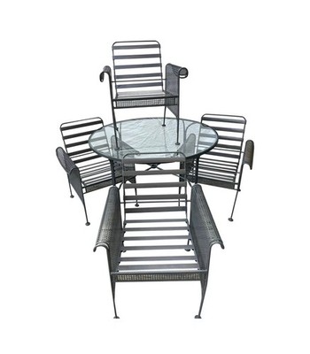 Russell Woodard Sculptura Wrought Iron Patio Set for Dining