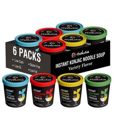 Konjac Noodle Soup, 6-Pack Instant Shirataki Noodle Variety Pack (Spicy Red C...