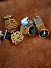 Manschettenkn&ouml;pfe Konvolut/Set gold- & silberfarben, blau/schwarz, rund/quadrat