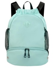 Drawstring Backpack Gym Bag Shoe Compartment String Sports Mint Green Wet Pocket