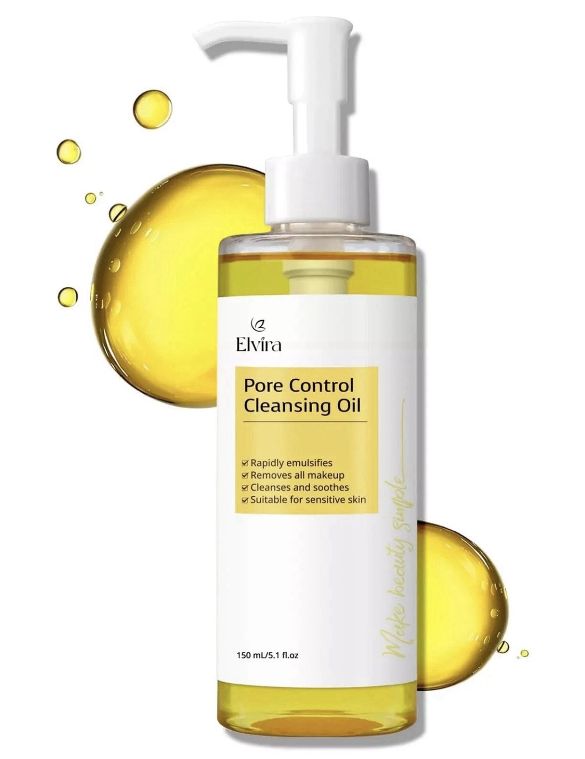 Elvira Pore Control Cleansing Oil Makeup Remover for Sensitive Oil Cleanser f...
