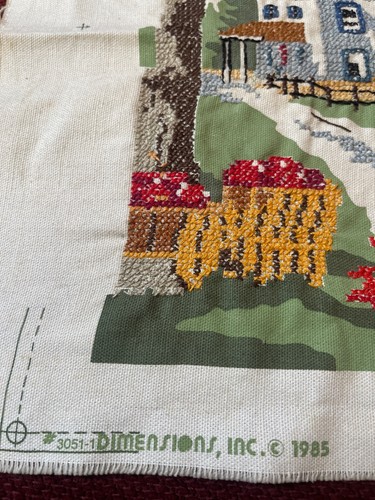 Finished VTG Dimensions 3051 Cross Stitch Autumn Countryside Mildred Kratz