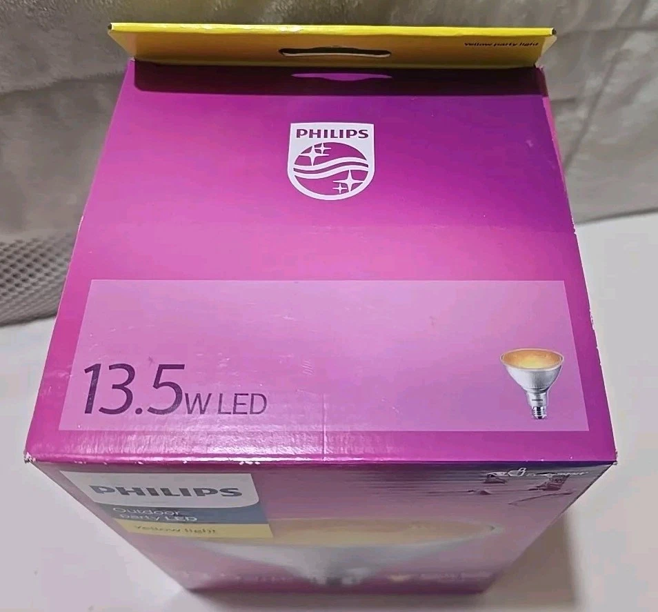 Philips 13.5W LED Yellow PAR38 Medium Dimmable LED Bug Party Light Bulb NIB NEW - Image 2 of 4
