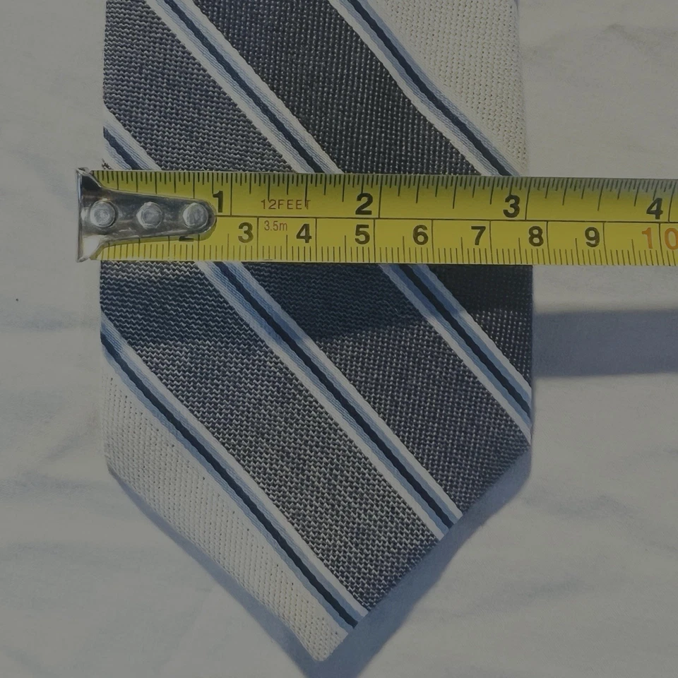 Corbata Damon vintage a rayas azul, negra, plateada Foto 3 de 4