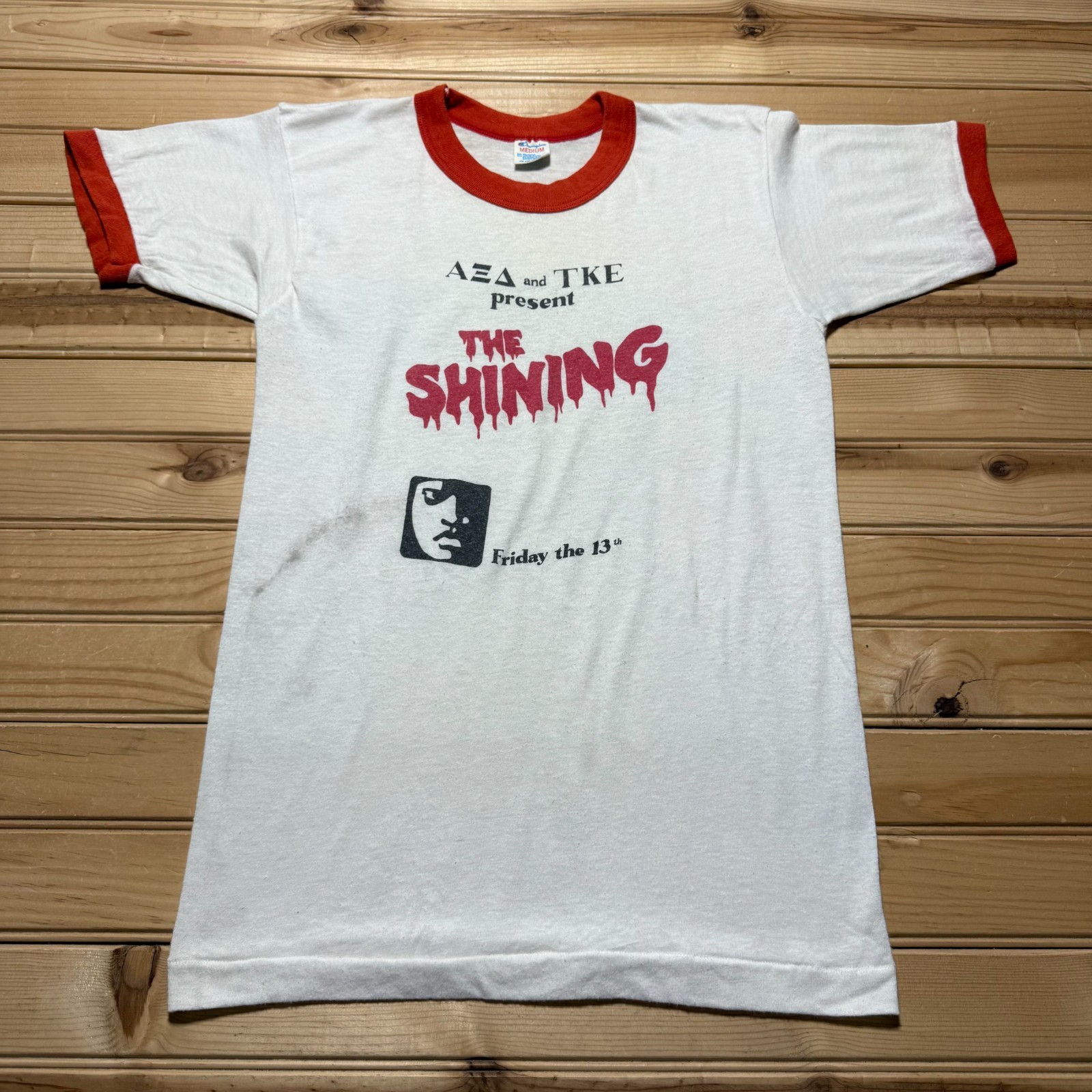 Vintage 80s Champion The Shining Friday13th Horror Movie Ringer T-Shirt Medium