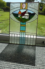 Jugendstil Bleiglasfenster  Art Nouveau Hängefenster Antik 36x54cm
