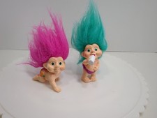  2 Troll Dolls Applause Baby With Bottle, Baby With Diaper 3  Mini Pre-owned