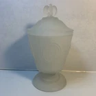 1976 Bicentennial 8" Fenton Frosted Covered Candy Dish  Footed Compote