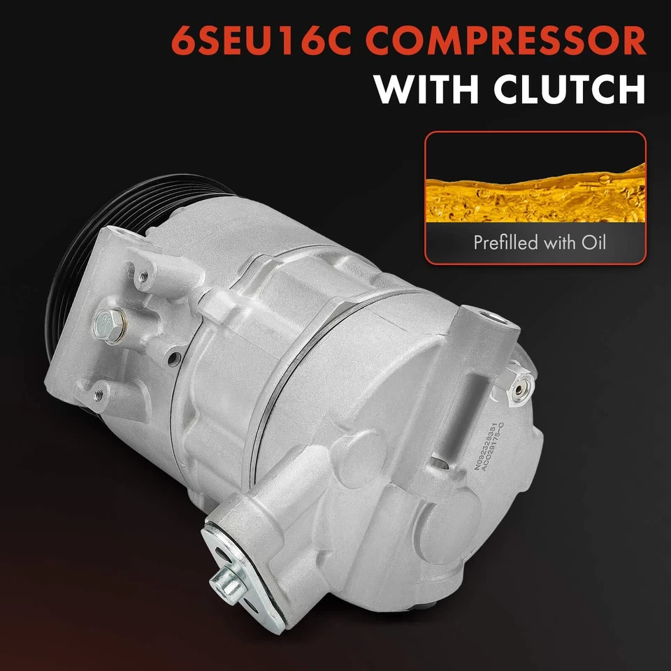 Новый компрессор кондиционера со сцеплением для Pontiac G8 2008-2009 V6 3,6 л 6 канавок 110 мм - Изображение 3 из 4