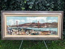 BARDOT Original 1960s HUGE ABSTRACT SAN FRANCISCO SEASCAPE IMPRESSIONISM SF MCM