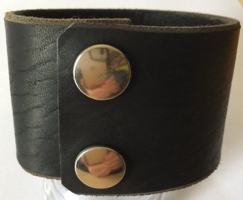 Black Wrap Cuff - 2" Wide - Handmade Latigo Leather Wristband Handmade In USA ! - Picture 2 of 7