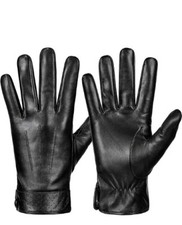 Dsane Winter Genuine Sheepskin Leather Gloves for Men, Warm Touchscreen Texting