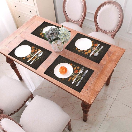 Thanksgiving Fall Placemats for Dining Table Set of 4 Washable 12x18 Inch PVC... - Picture 7 of 7