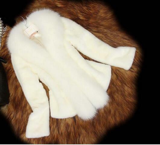 Faux Fox Fur Collar Mink Fur Wedding Women Short Winter Warm Coat