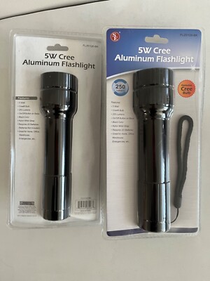 ''TWO''  5 Watts, Cree LED Flashlight, requires 2 D Cell Battery