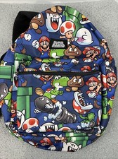 Mochila Super Mario Bros 16" Bolsa de Libros Nintendo Videojuego Niños Azul Yoshi Sapo