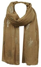 Silver Foil Glitter Mulberry Tree Print Fashion Scarf Wrap Long Women Scarves