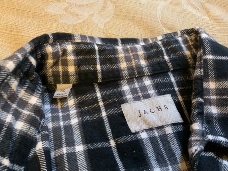 Jachs Thick Flannel Black & White Plaid Shirt 100% Cotton Size: XL