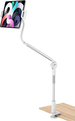 OMOTON Schwanenhals Flexibel Lazy Arm Halter Klemme Halterung Tablet Halterung Ständer Weiß