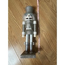Silver Glitter Nutcracker Soldier Decoration 14"